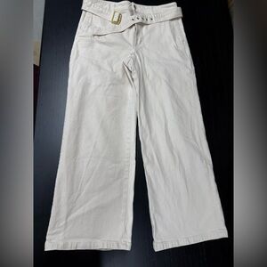 J. Crew Ivory Wide Leg Jeans with Matching buckle belt